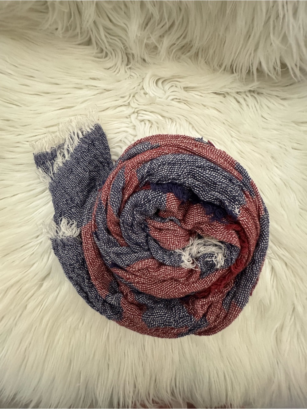 Lightweight Two-Tone Blue and Red Women's Scarf